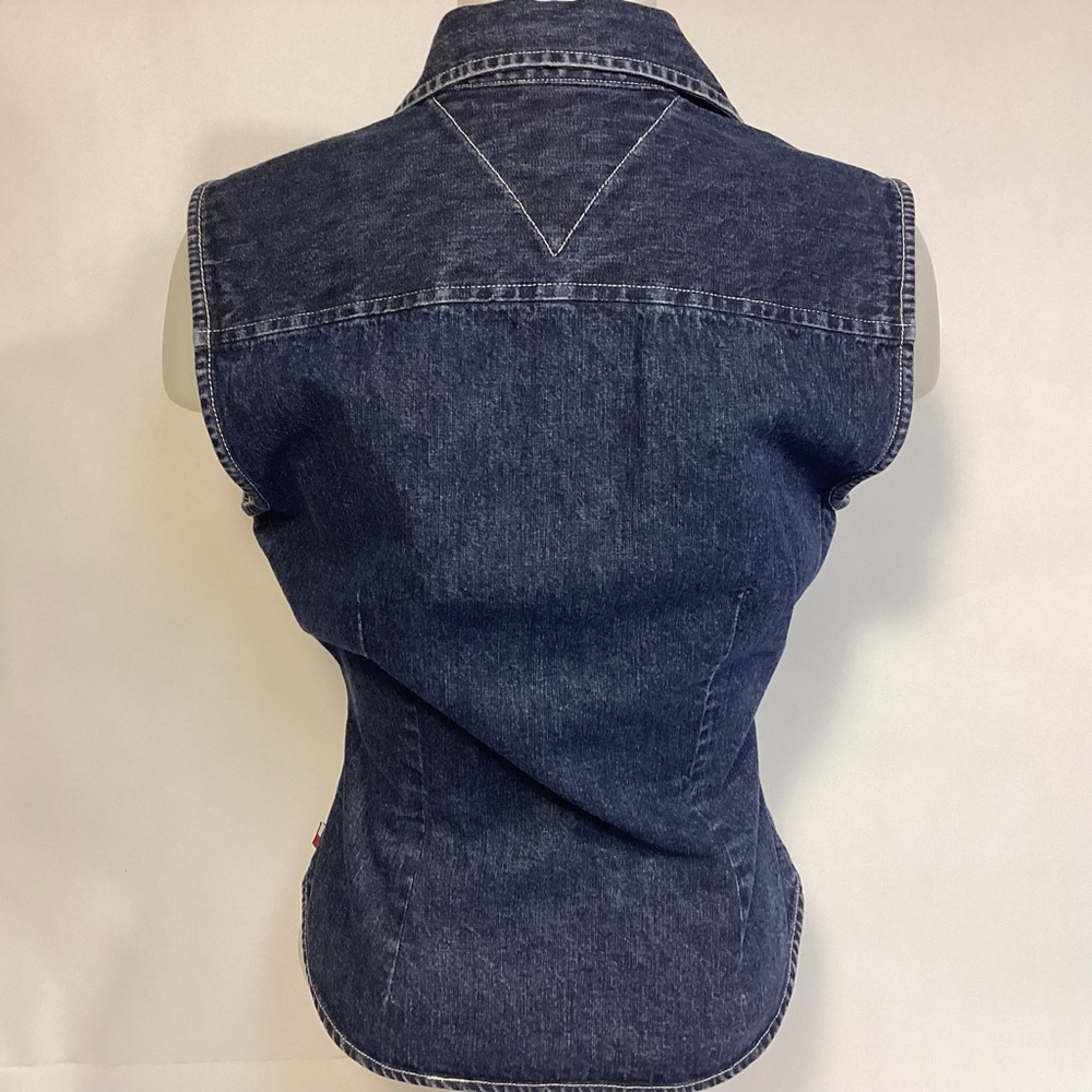 Patriotic American Flag Design Tommy Jeans Vintage blue denim Womens Vest medium - Picture 7 of 9